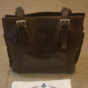 SOLD PRADA Brown Leather and Nylon Bag